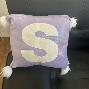 Purple Pillow with White Letter S
